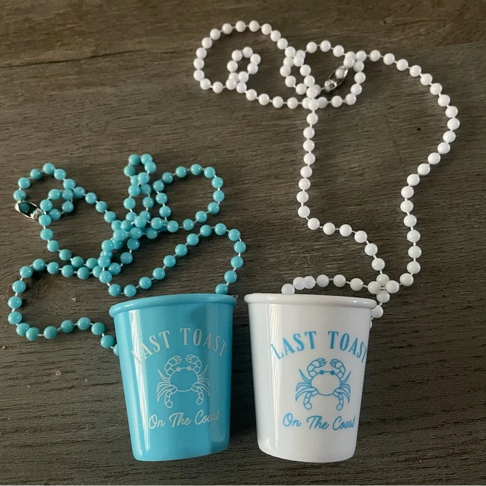 NWOT Last Toast on the Coast Shot Glass Necklace Set